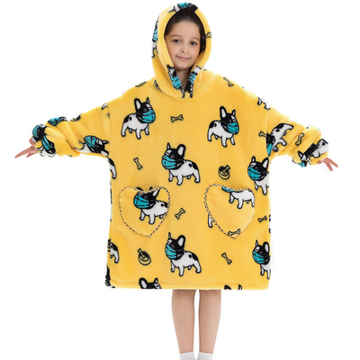 kaufen Lang gefüttert Weichfleece Volldruck Übergroße Decke Hoodie mit Ärmeln online manufacture