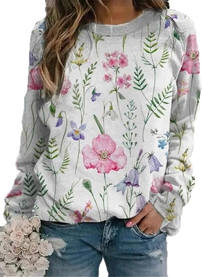 kaufen Damenblumen-Sublimation-Druck-Sweater Locker Vintage-Flower Graphischer Pullover-Tops online manufacture