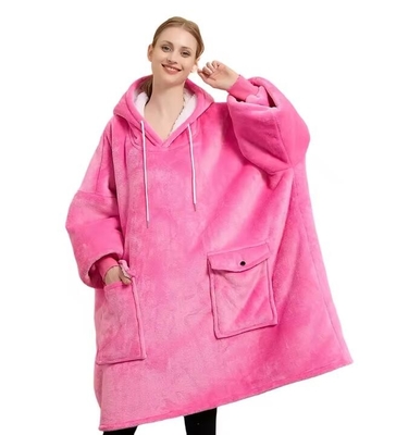 kaufen Soild Farbe Übergroße Sherpa Hoodie Decke Extra lange Kapuzen Decke Casual online manufacture