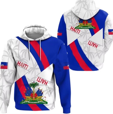 kaufen Benutzerdefinierte Bezeichnung Nummer Haitianische Vollsublimation Sweatshirt Nation Flagge Land gedruckt online manufacture