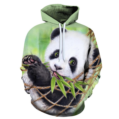 kaufen Herren übergroße Panda Druck Hoodie mit langem Ärmel mit Tasche online manufacture