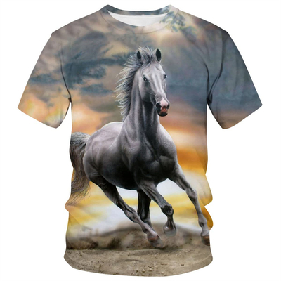 kaufen Männer Frauen Pferd 3D-gedruckte T-Shirts Tiergrafik Casual Crew Hals T-Shirts online manufacture