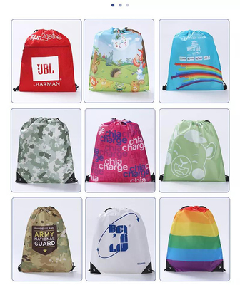 Custom Logo gedruckt Calico Zugseil Rucksack