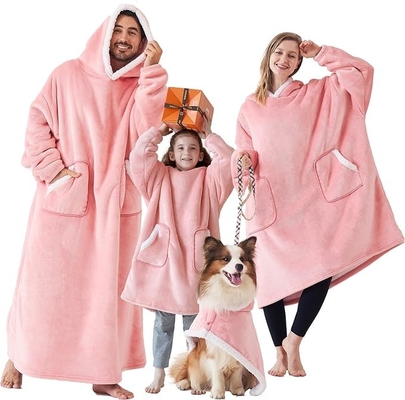 Flannel Fleece Oodie Tragbare Decke mit Taschen und Ärmeln