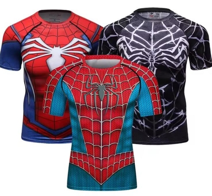 Kurze Ärmel Sublimation Bjj Kompressionshemd MMA Tragen Cosplay Superhelden Kleidung
