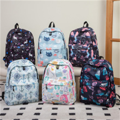Wasserdicht Nylon Rucksack Männlicher Klarer Süßer Druck Studenten Schultasche Damen Rucksack Mode Damen Tasche