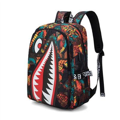 3D-gedruckte Schulkinder Kindermode Schultasche Hai Persönlichkeitsmuster Drucklicht Freizeit einfacher Rucksack