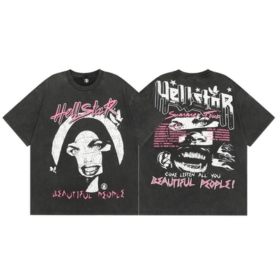 Y2K Grafik T-Shirt Vintage Oversized Tee Street Casual Acid Wash Top für Männer Frauen