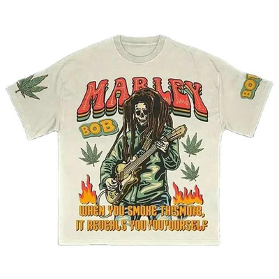 Custom Skull Head Print Logo Streetwear Vintage First Class Qualität 100% Baumwolle Schwergewichts T-Shirt übergroß