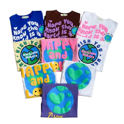 Custom Logo Qualitäts-Tops Hersteller Grafikdruck Drop Shoulder Schwergewichts-Männer Oversized Puff Druck-T-Shirts